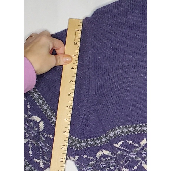 Eddie Bauer Sweater Womens Tall XXL Lambswool Fair Isle Boxy Purple Pullover - Picture 7 of 10